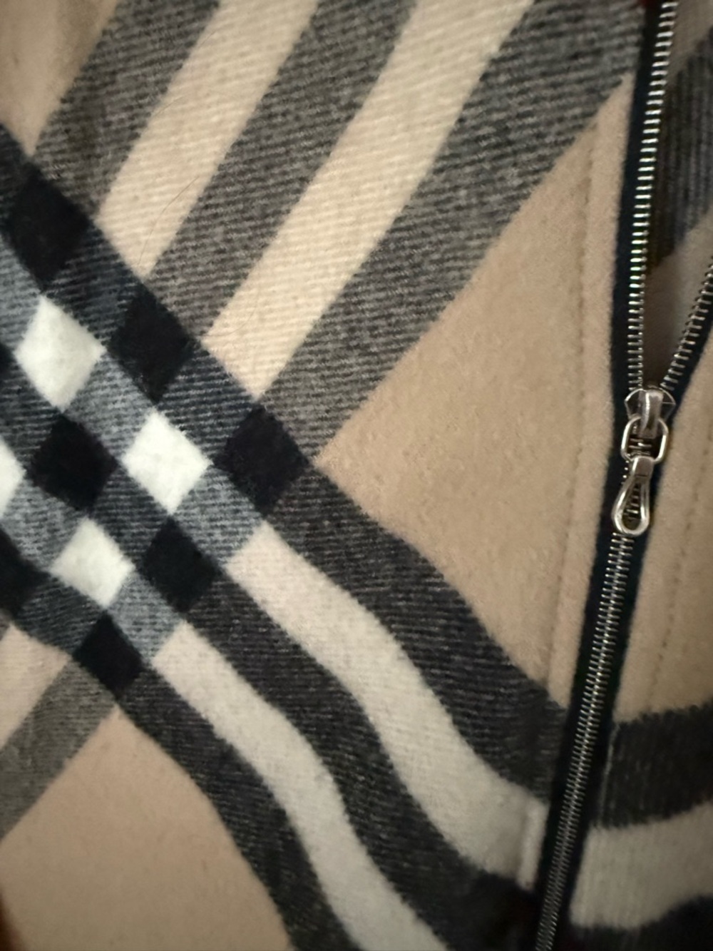 Burberry Beige, Black & Red Plaid Zip Poncho - Picture 3 of 7